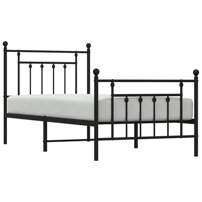 Bettgestell mit Kopf- und Fußteil Metall Schwarz 90x190 cm