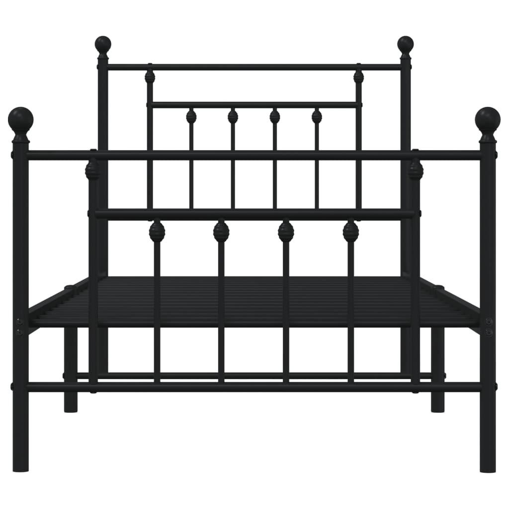 Bed frame with head and footboard metal black 90x190 cm