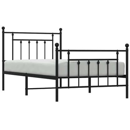 Bettgestell mit Kopf- und Fußteil Metall Schwarz 100x190 cm