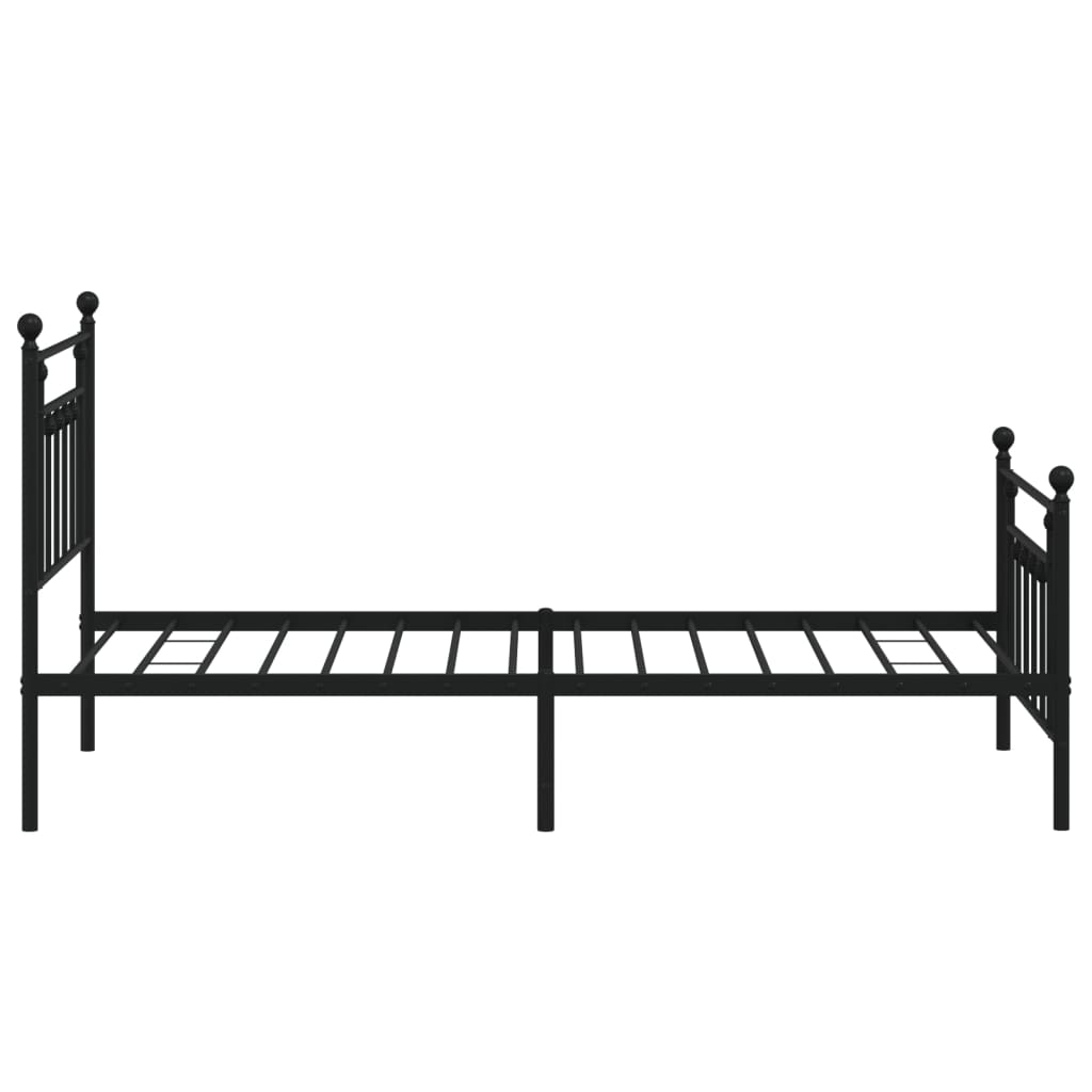 Bed frame with head and footboard metal black 100x190 cm