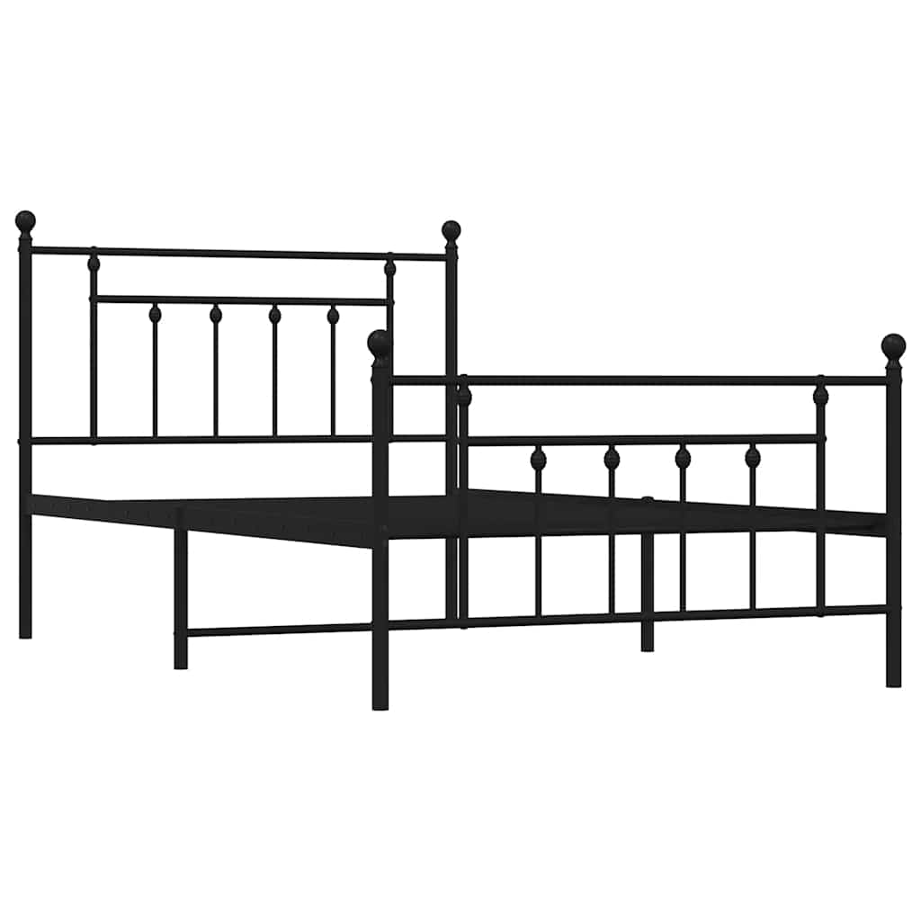 Bed frame with head and footboard metal black 100x200 cm