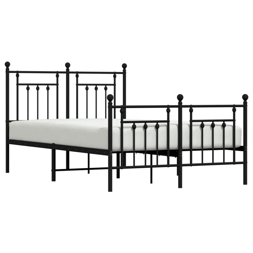 Bed frame with head and footboard metal black 120x190 cm