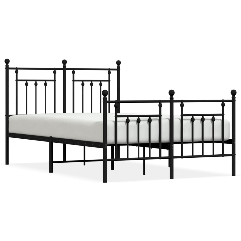 Bed frame with head and footboard metal black 120x200 cm