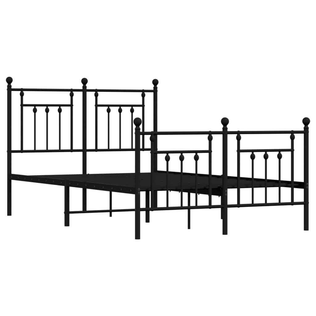 Bed frame with head and footboard metal black 120x200 cm