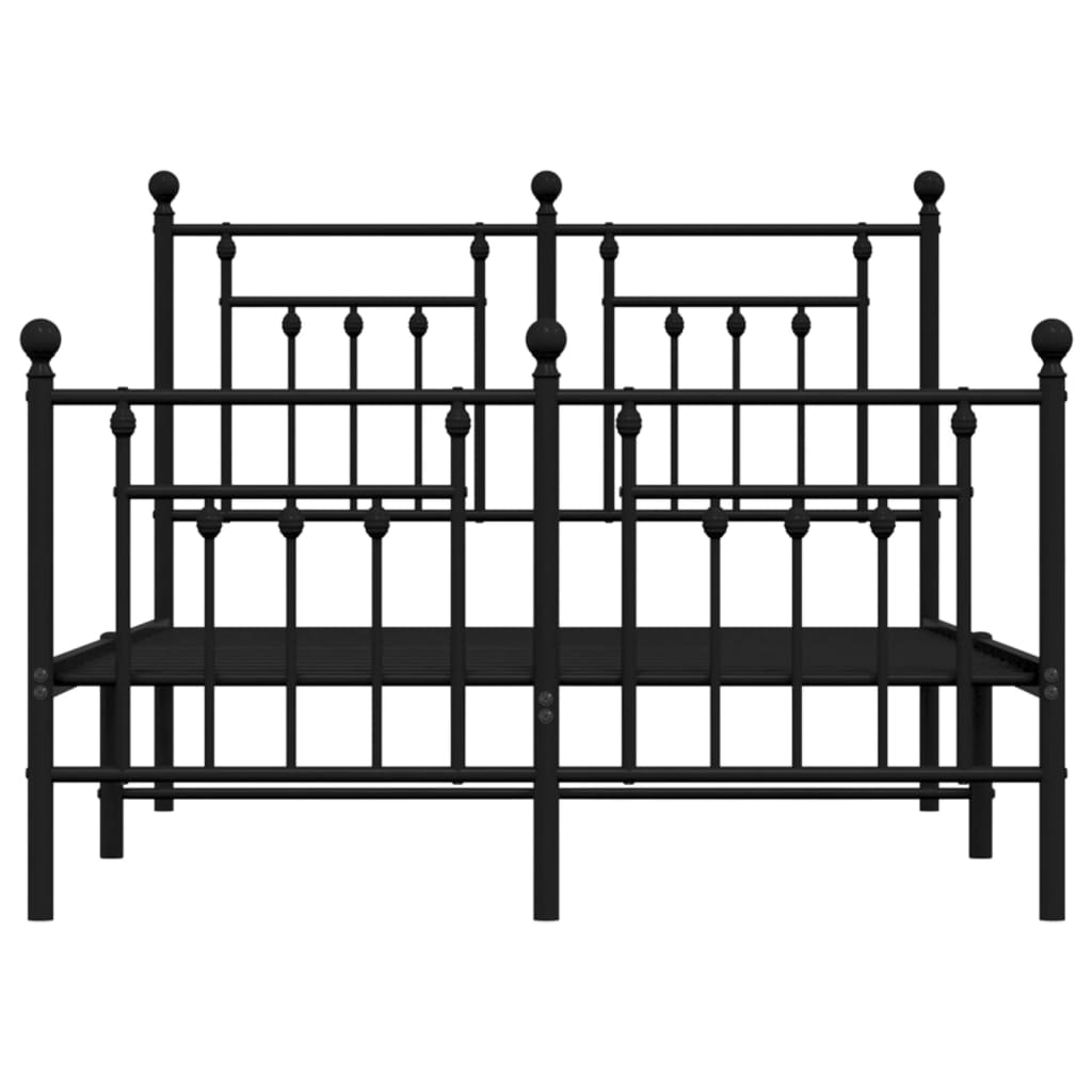 Bed frame with head and footboard metal black 120x200 cm