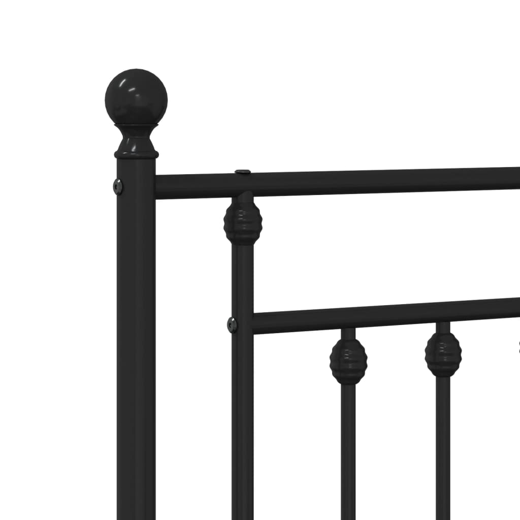 Bed frame with head and footboard metal black 120x200 cm