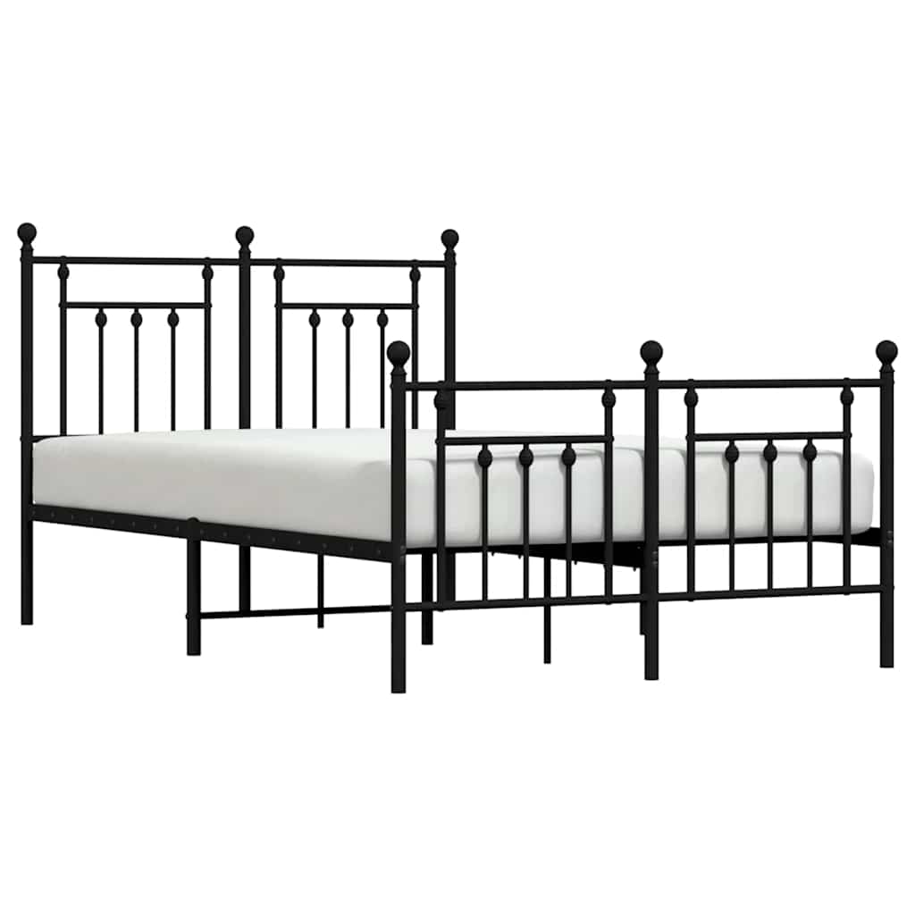 Bed frame with head and footboard metal black 135x190 cm