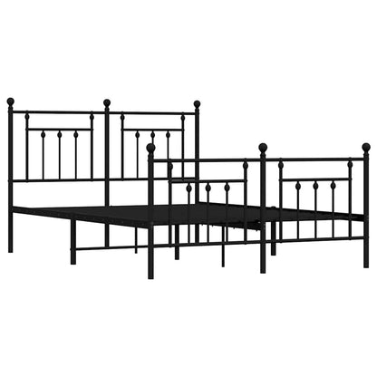 Bettgestell mit Kopf- und Fußteil Metall Schwarz 140x190 cm
