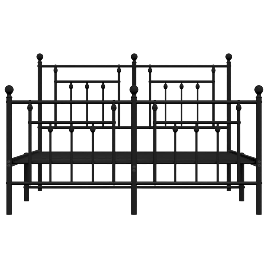 Bed frame with head and footboard metal black 140x190 cm