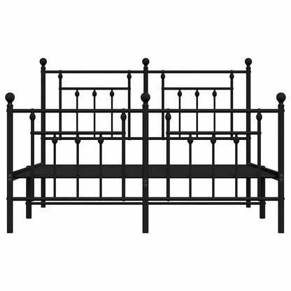 Bettgestell mit Kopf- und Fußteil Metall Schwarz 140x190 cm