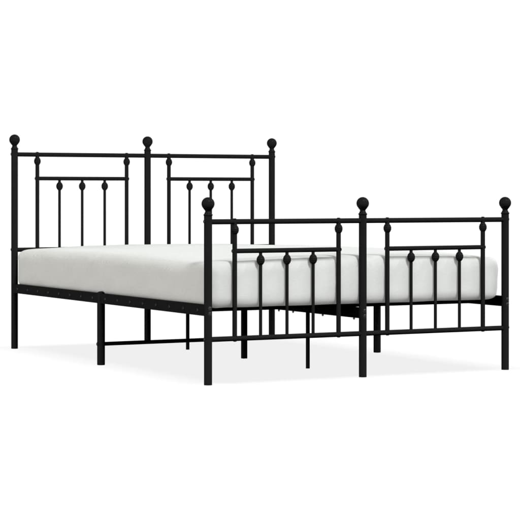 Bed frame with head and footboard metal black 140x200 cm
