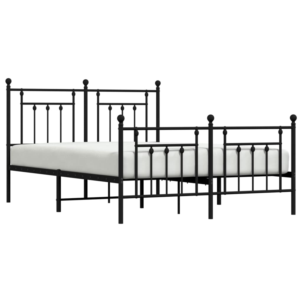 Bed frame with head and footboard metal black 140x200 cm