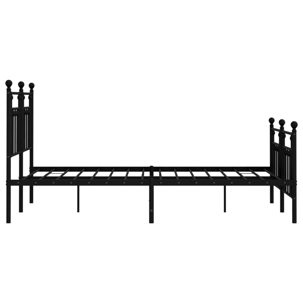 Bed frame with head and footboard metal black 140x200 cm