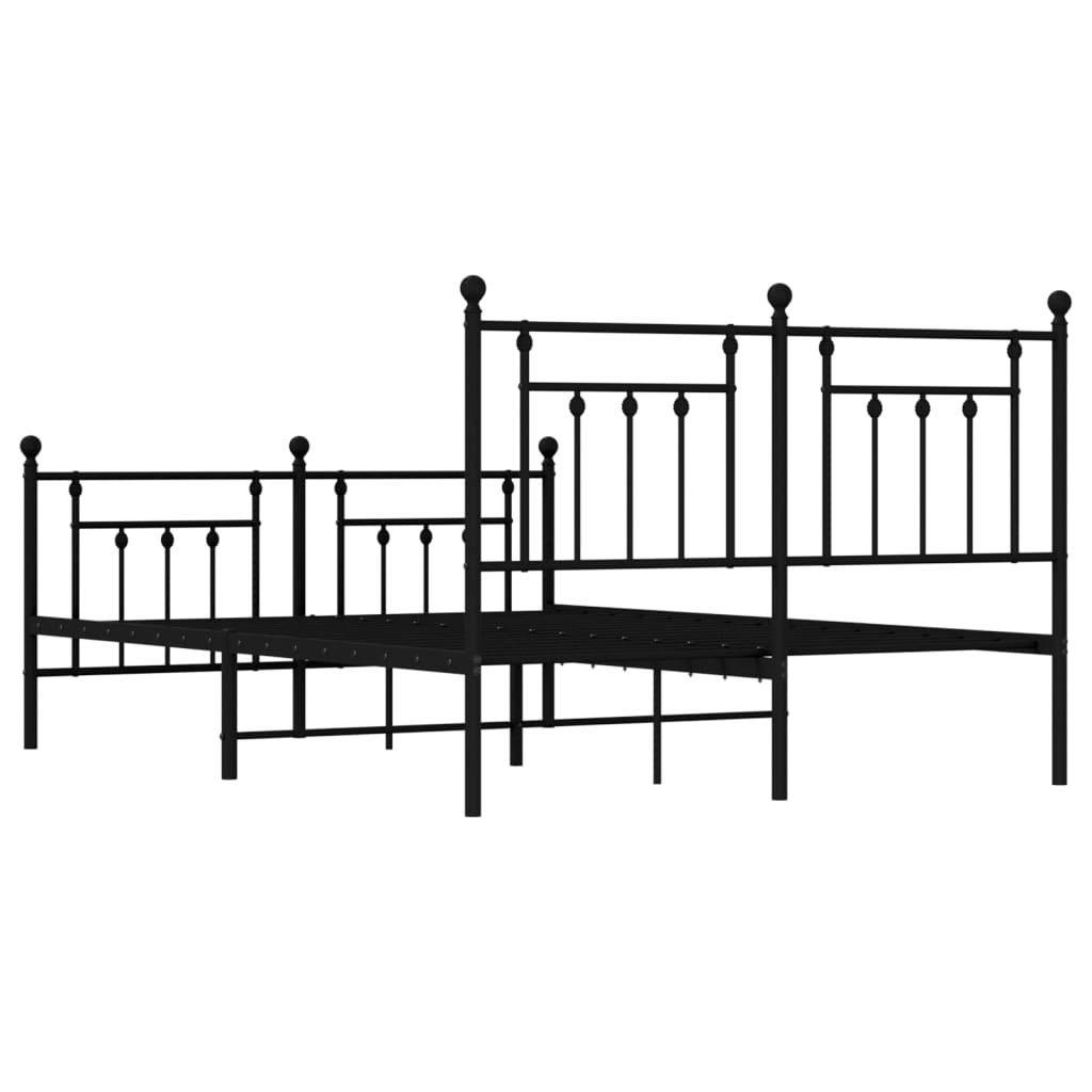 Bed frame with head and footboard metal black 140x200 cm
