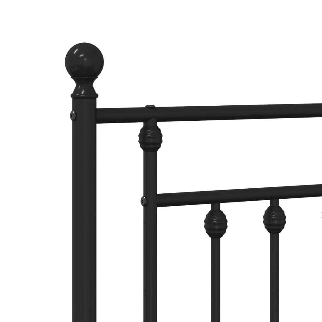 Bed frame with head and footboard metal black 140x200 cm