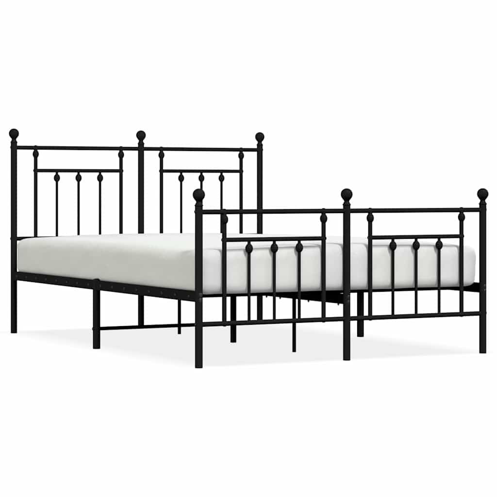 Bed frame with head and footboard metal black 150x200 cm
