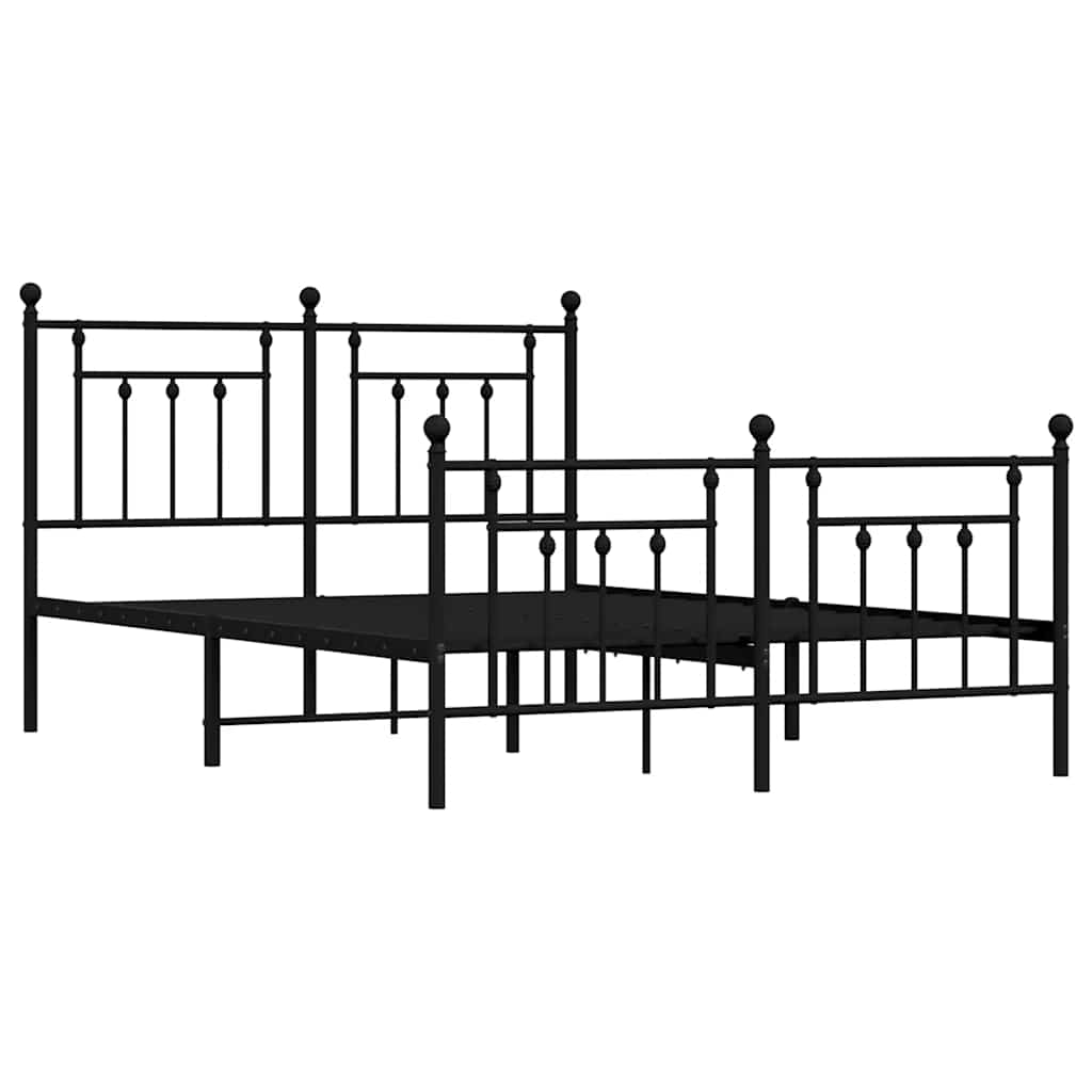 Bed frame with head and footboard metal black 150x200 cm