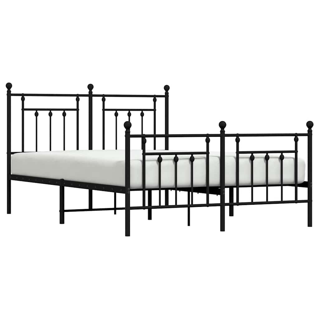 Bed frame with head and footboard metal black 150x200 cm