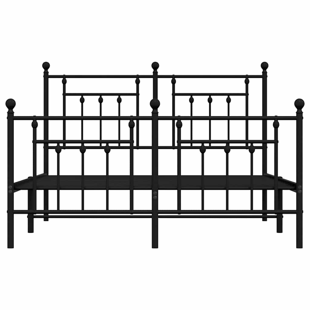 Bed frame with head and footboard metal black 150x200 cm