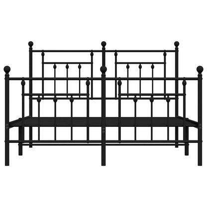 Bettgestell mit Kopf- und Fußteil Metall Schwarz 150x200 cm