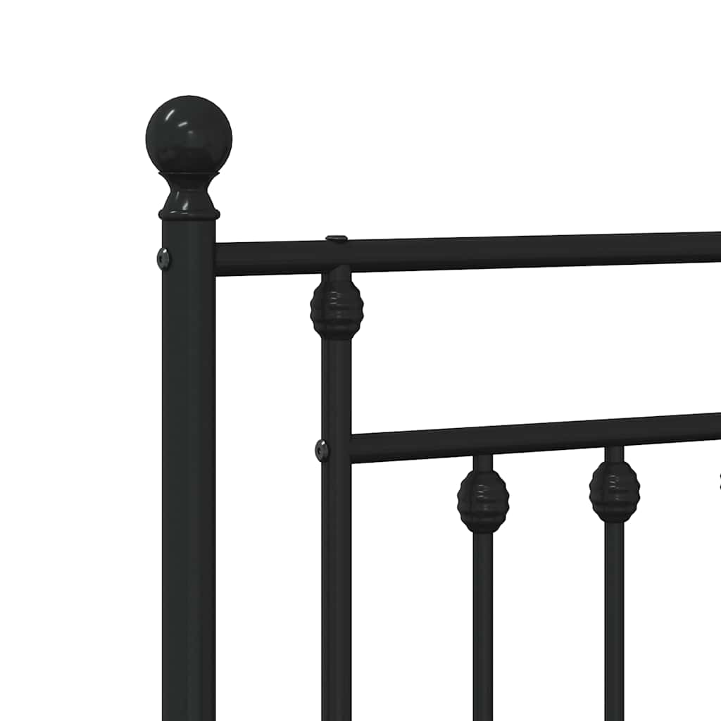 Bed frame with head and footboard metal black 150x200 cm