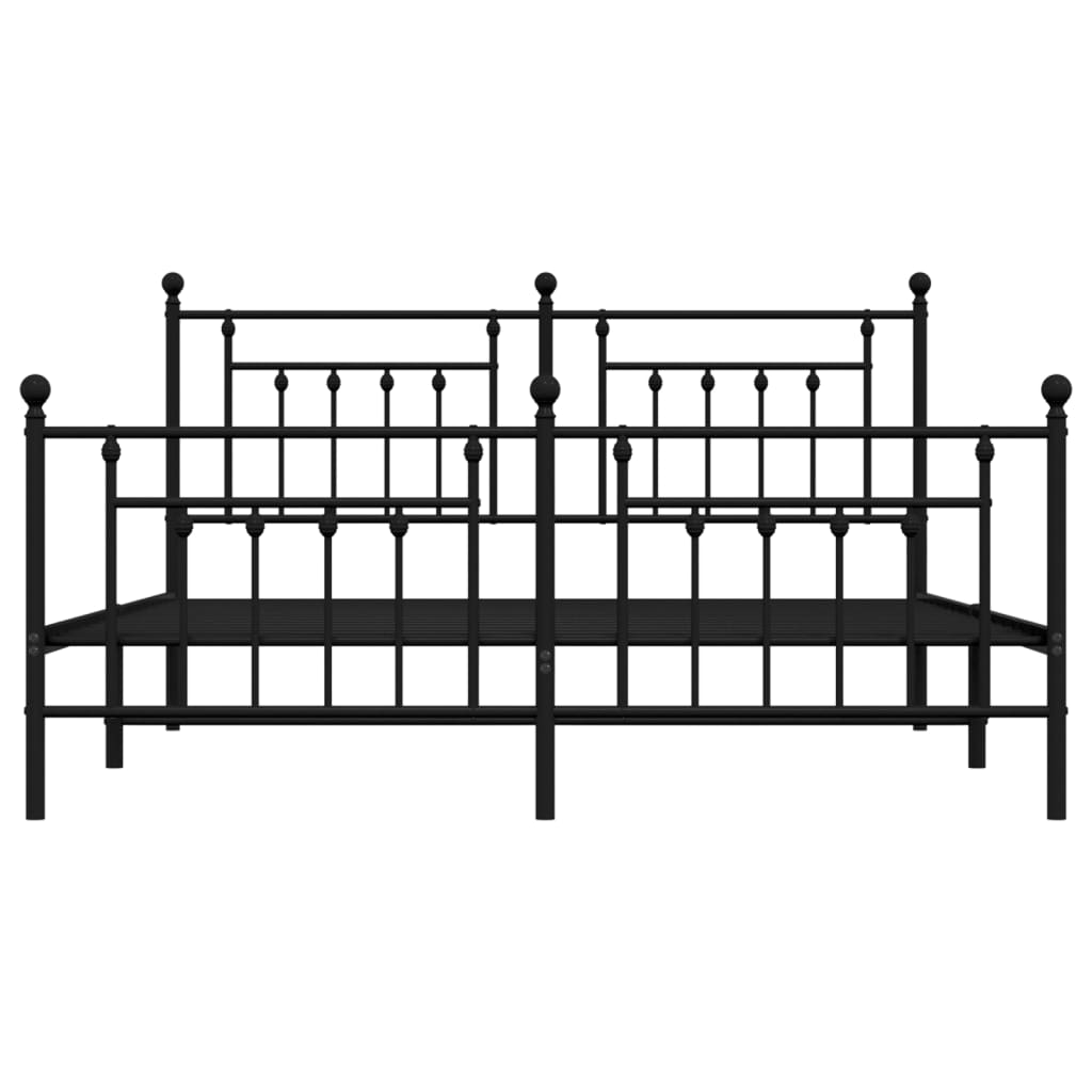 Metallbett ohne Matratze mit Fußteil Schwarz 180x200 cm