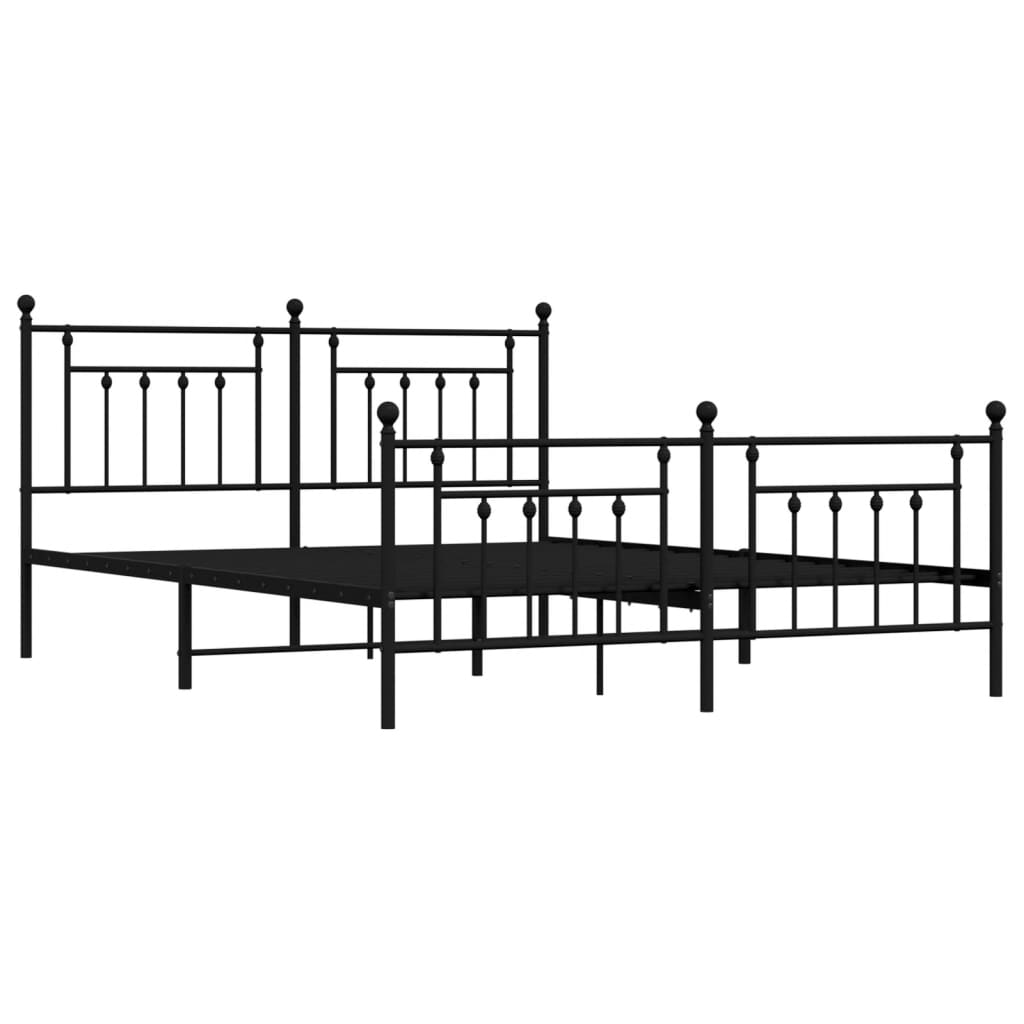 Bed frame with head and footboard metal black 183x213 cm
