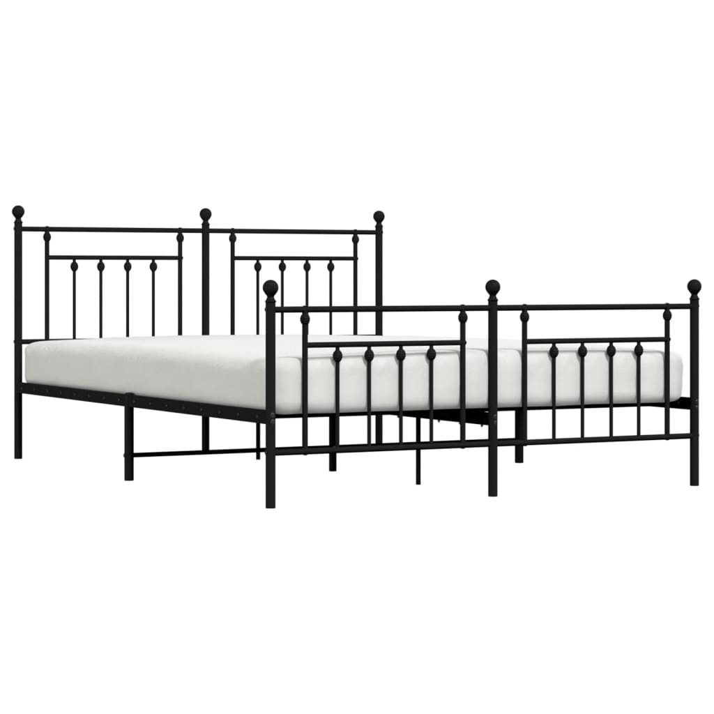 Bed frame with head and footboard metal black 183x213 cm