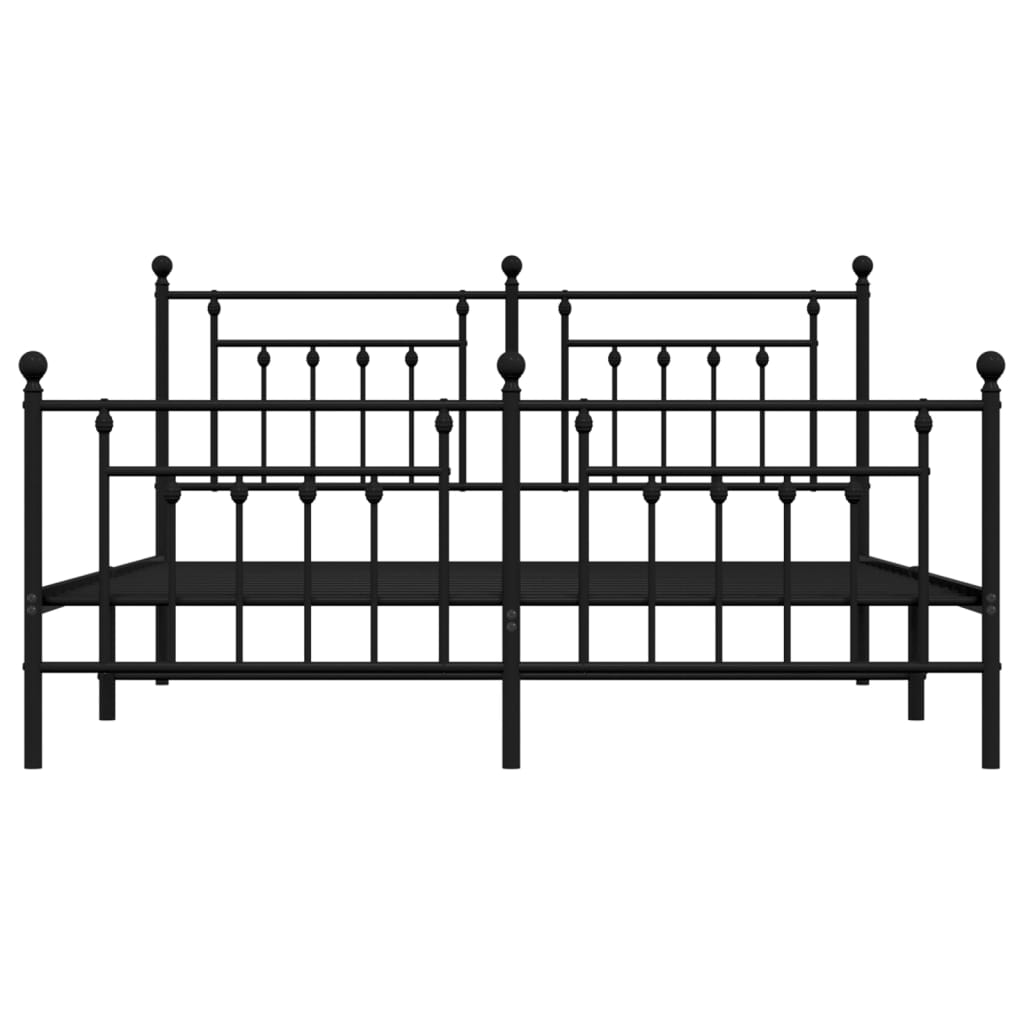 Bed frame with head and footboard metal black 183x213 cm