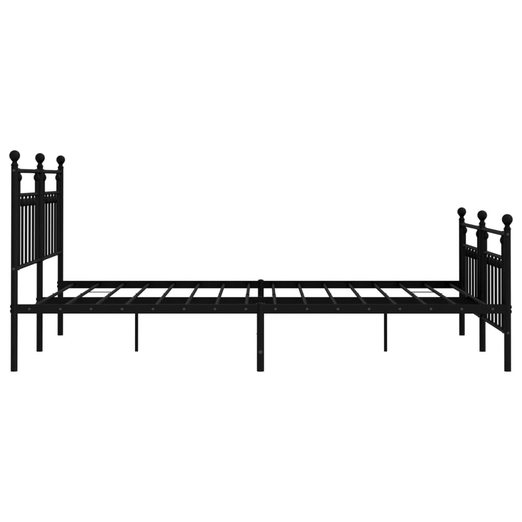 Bed frame with head and footboard metal black 183x213 cm