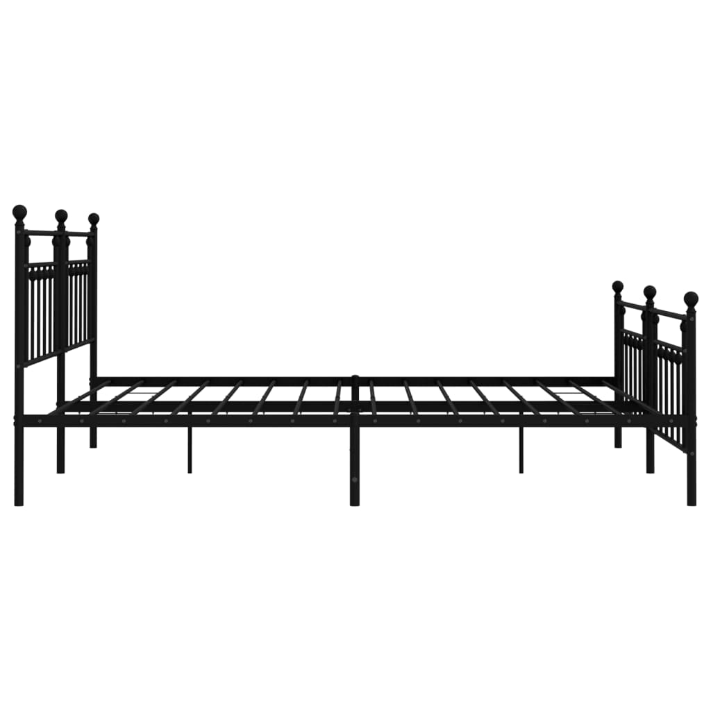Bed frame with head and footboard metal black 200x200 cm
