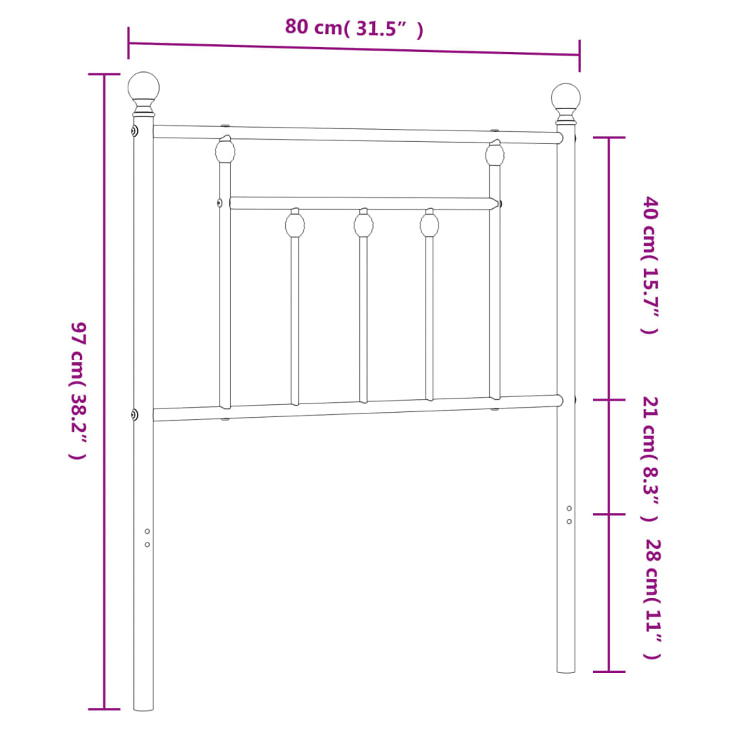Ersatz-Kopfteil Metall Schwarz 75 cm