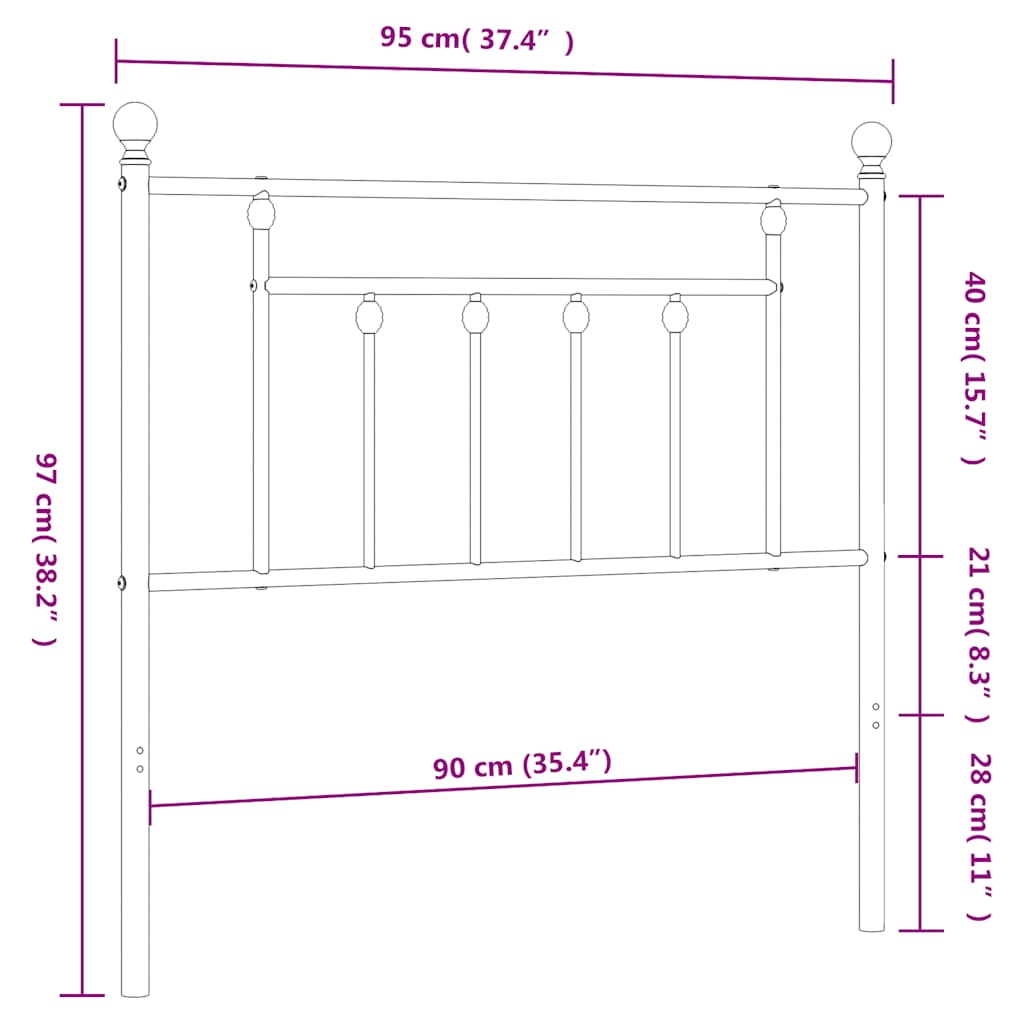Ersatz-Kopfteil Metall Schwarz 90 cm
