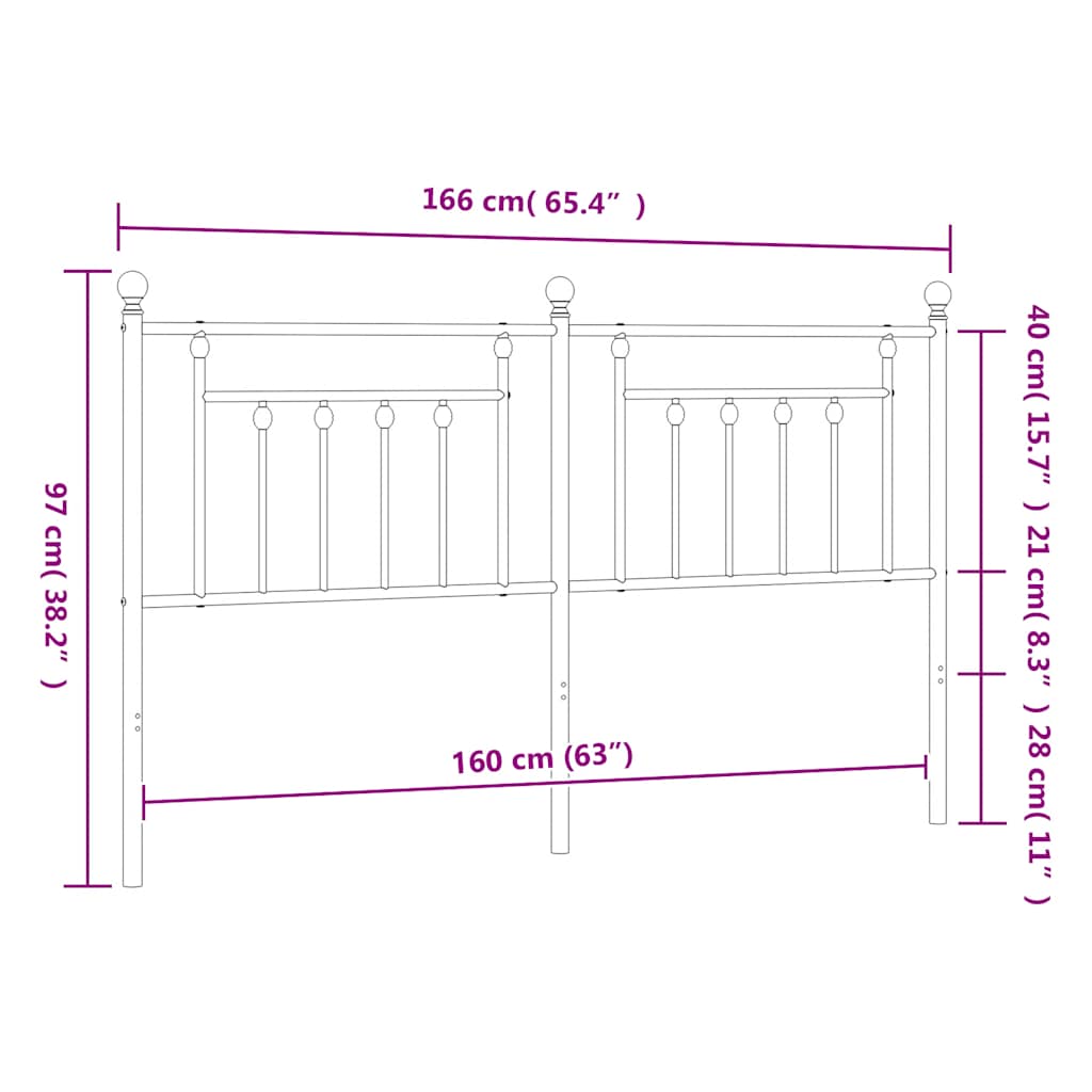 Ersatz-Kopfteil Metall Schwarz 160 cm
