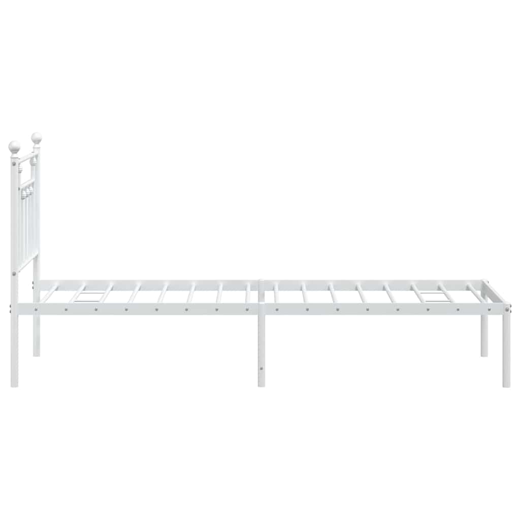 Metallbett ohne Matratze mit Kopfteil Weiß 75x190 cm