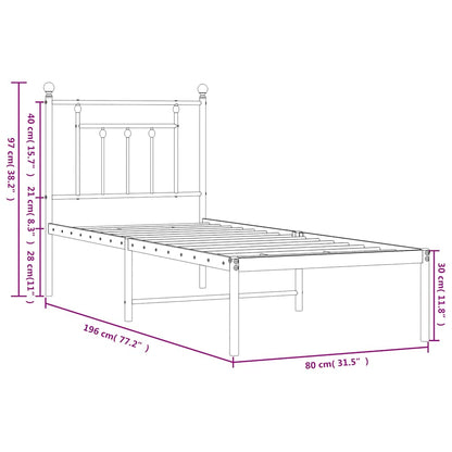 Metallbett ohne Matratze mit Kopfteil Weiß 75x190 cm
