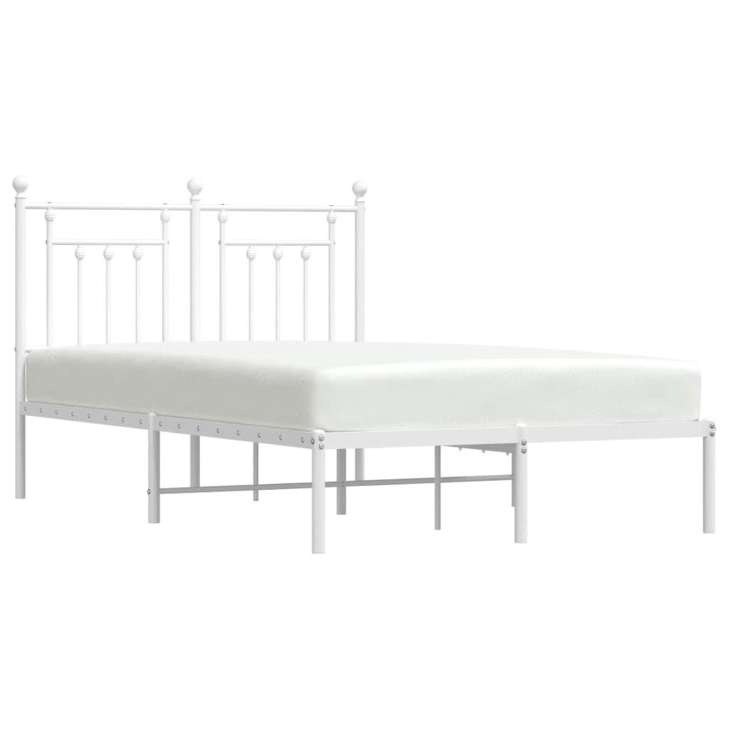 Bed frame with headboard metal white 120x190 cm