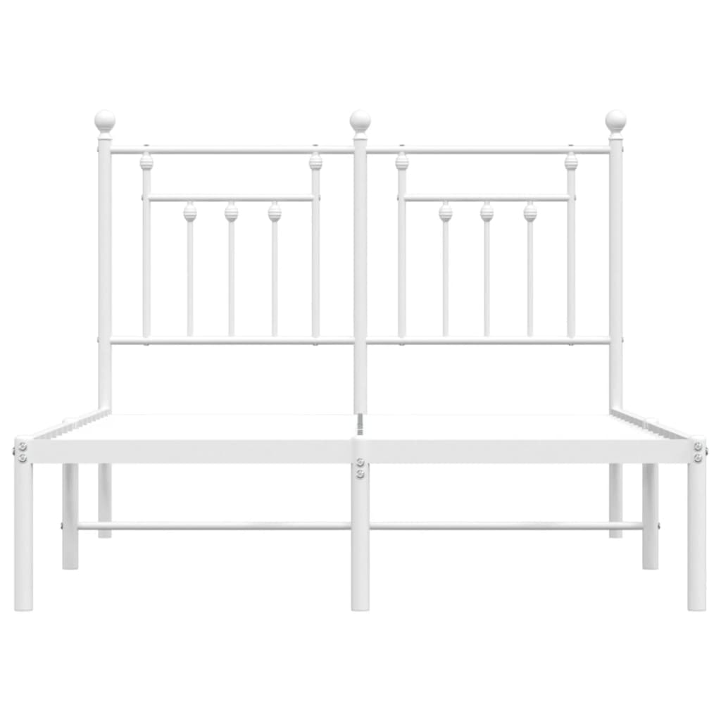 Bed frame with headboard metal white 120x190 cm