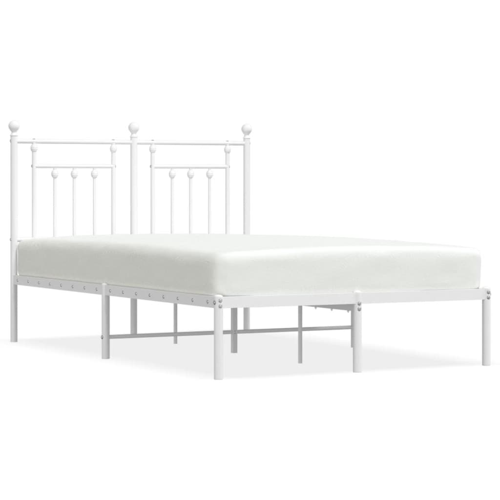 Bed frame with headboard metal white 120x200 cm