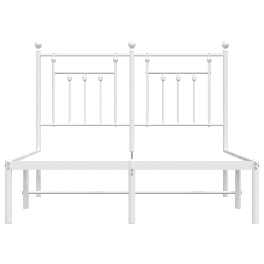 Bed frame with headboard metal white 120x200 cm