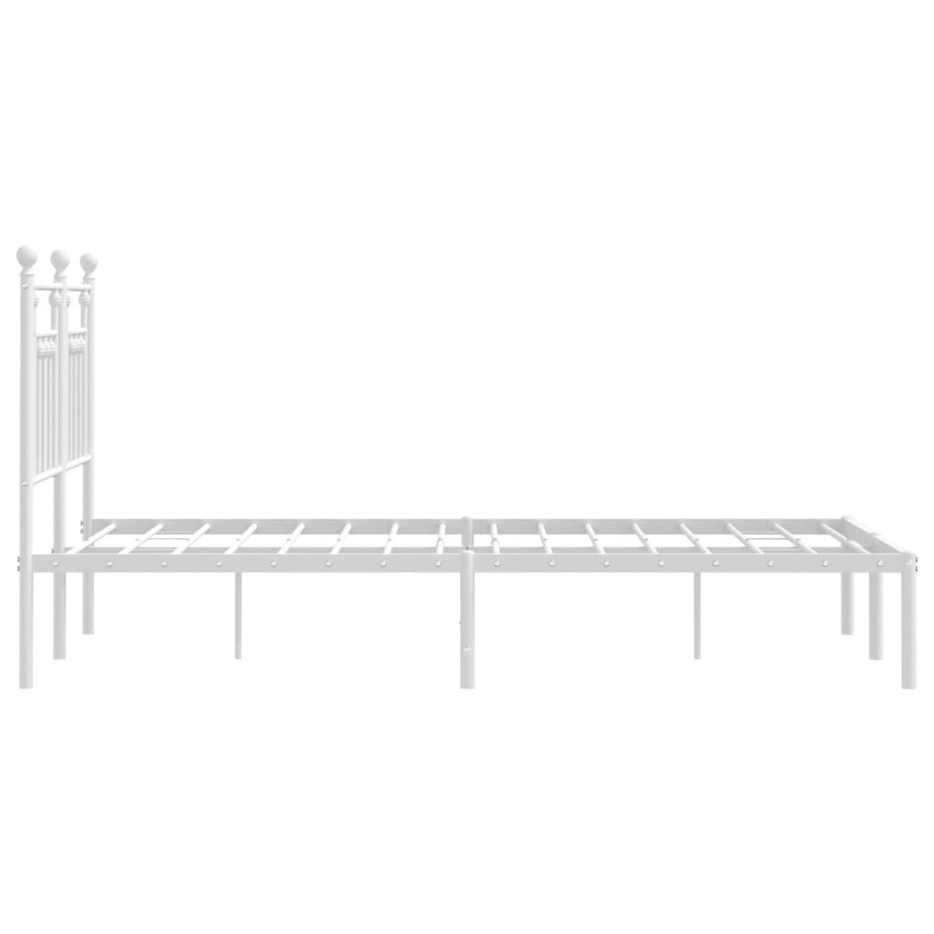 Bed frame with headboard metal white 120x200 cm