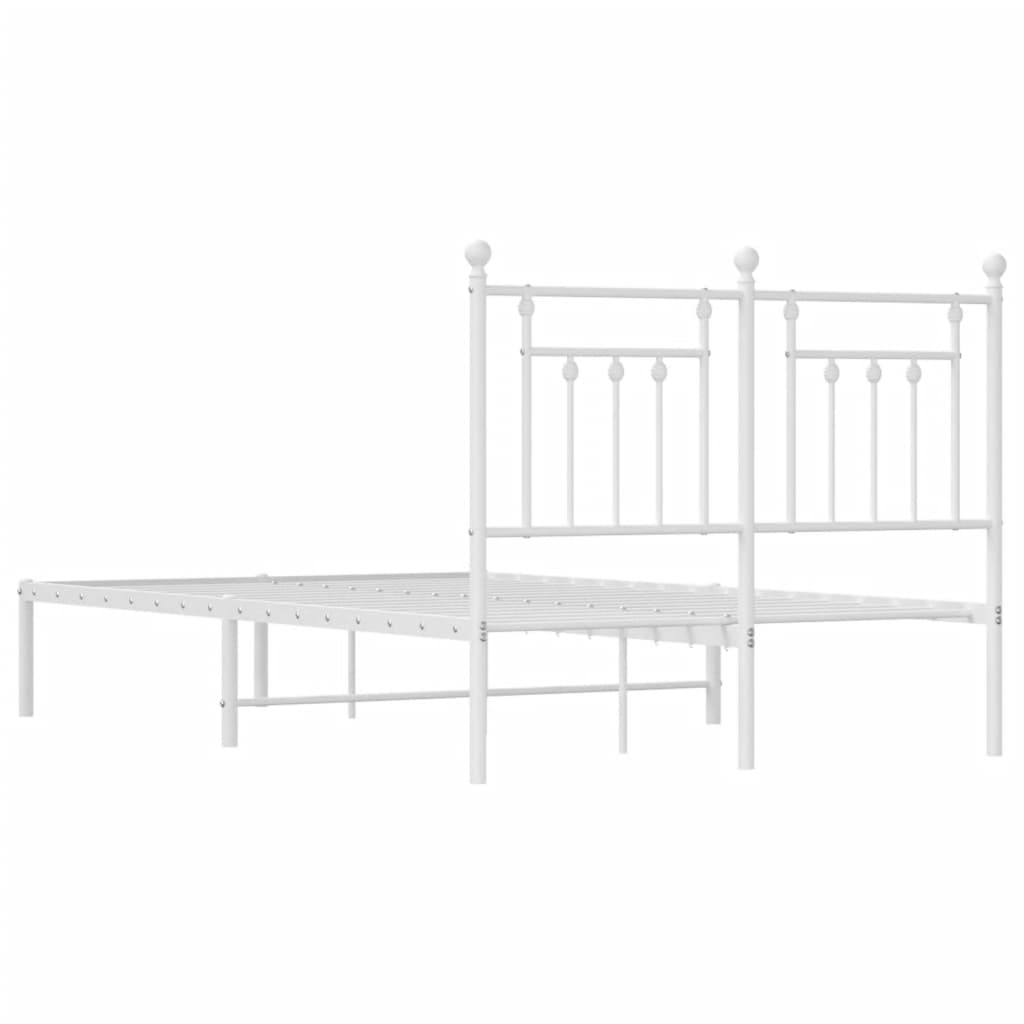 Bed frame with headboard metal white 120x200 cm