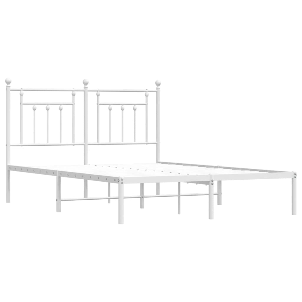 Bed frame with headboard metal white 140x190 cm