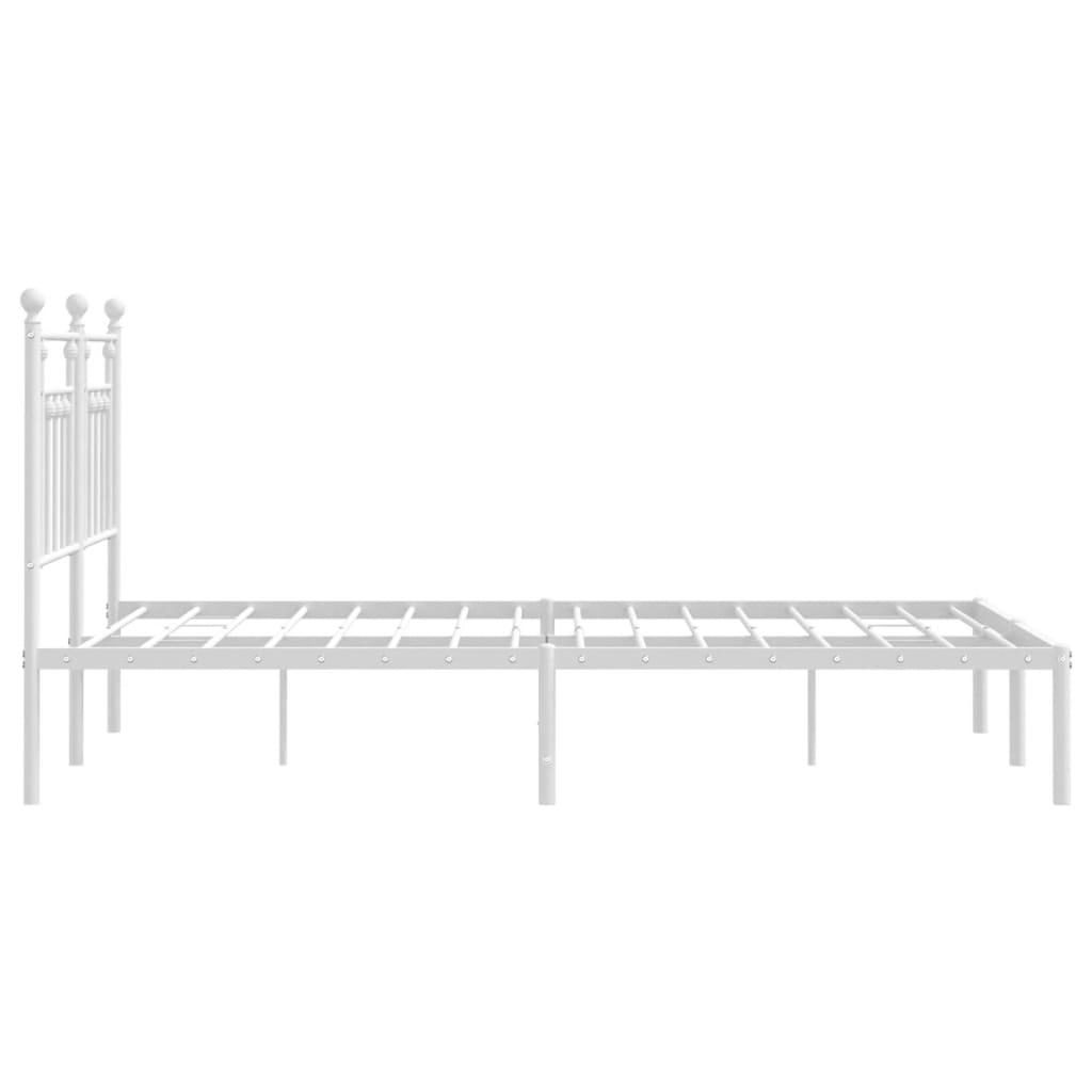 Bed frame with headboard metal white 140x190 cm