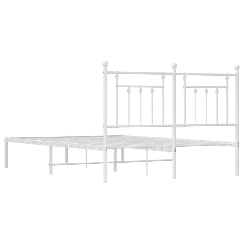 Bed frame with headboard metal white 140x190 cm