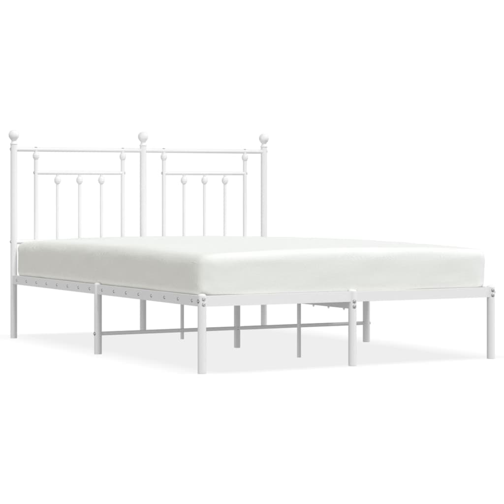 Bed frame with headboard metal white 140x200 cm