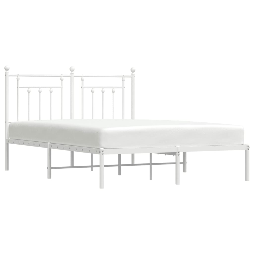 Bed frame with headboard metal white 140x200 cm