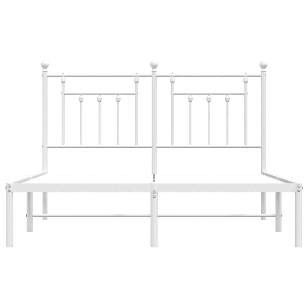 Bed frame with headboard metal white 140x200 cm
