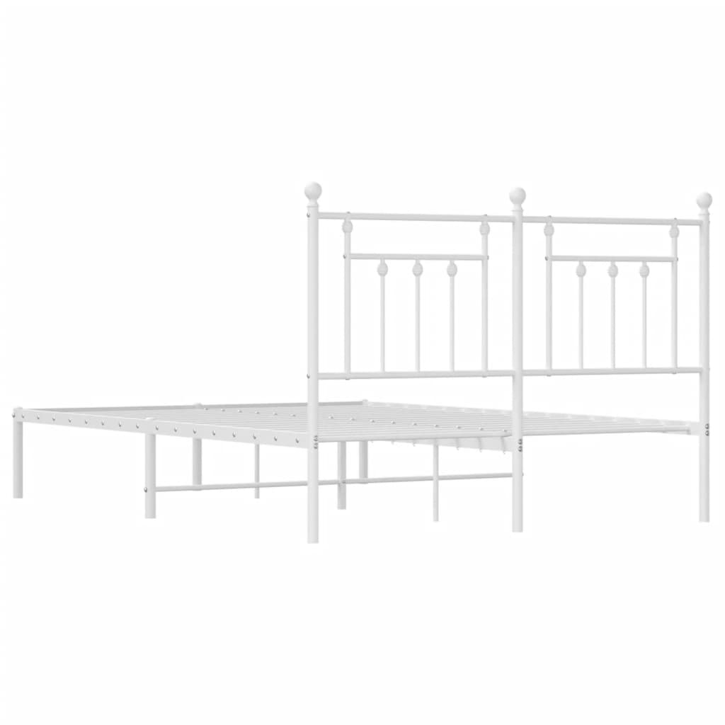 Bed frame with headboard metal white 140x200 cm