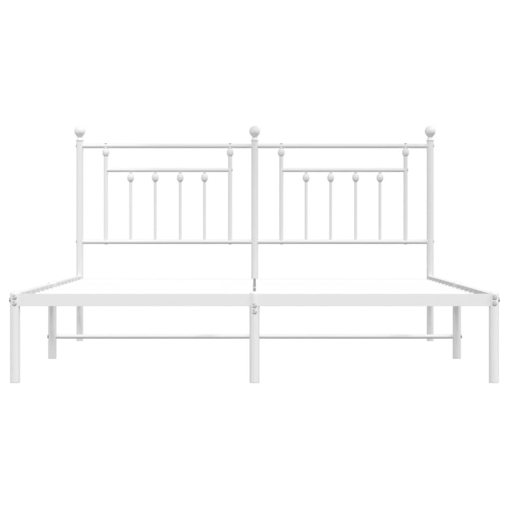 Bed frame with headboard metal white 160x200 cm